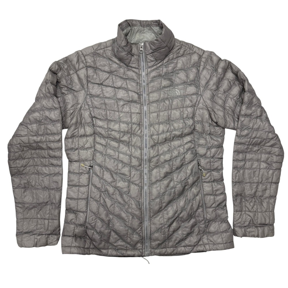 The North Face ThermoBall Jacket Womens Medium Gry Full Zip Quilted Puffer